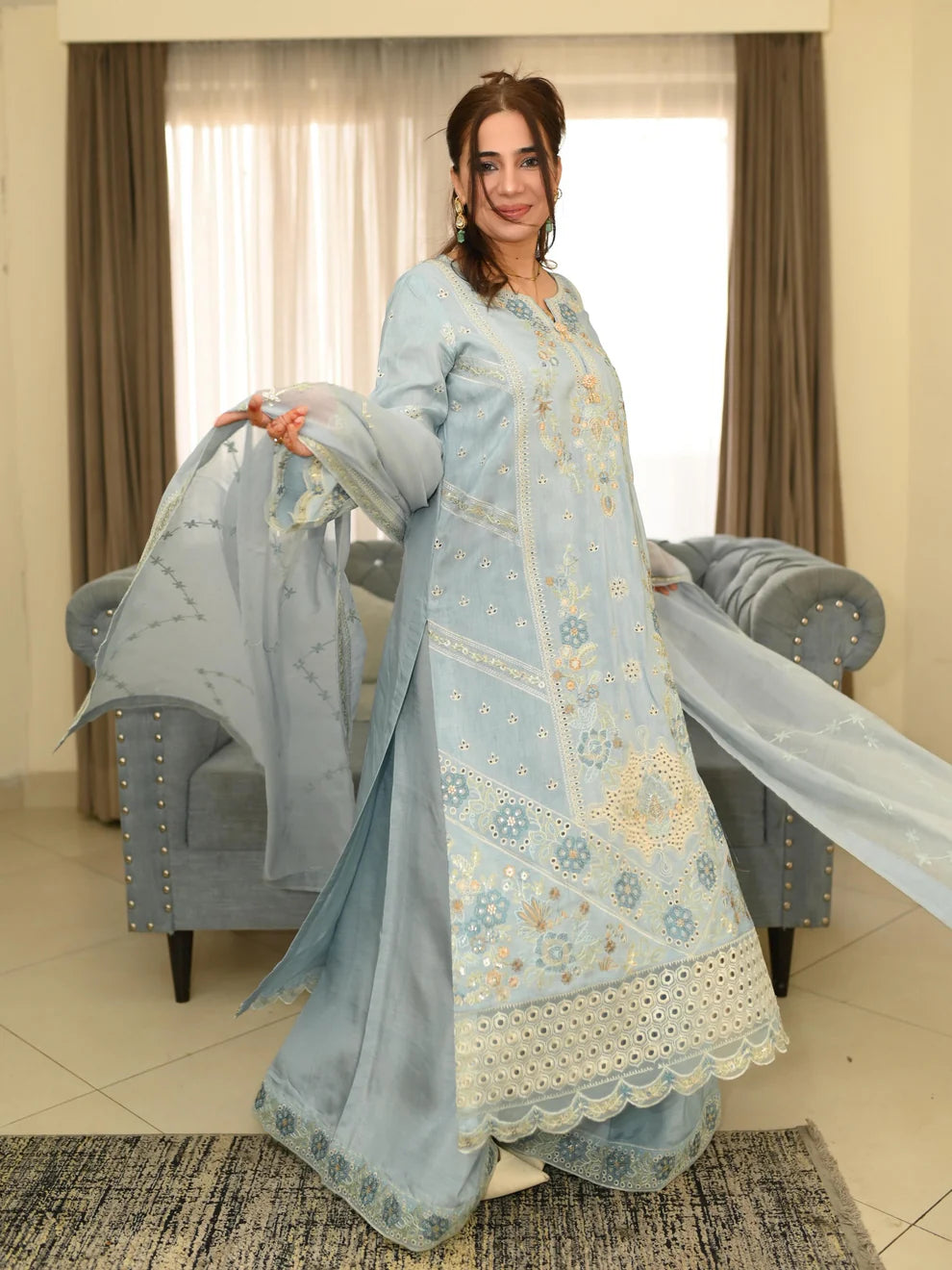 Mina Muse Meher Suit Blue 3 Piece