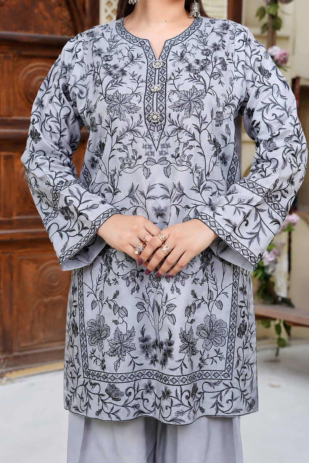 Mina Muse Nayab Suit Silver Grey 3 Piece
