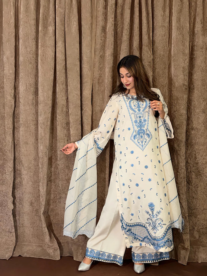 Mina Muse Noor Suit Ivory / Cream 3 Piece