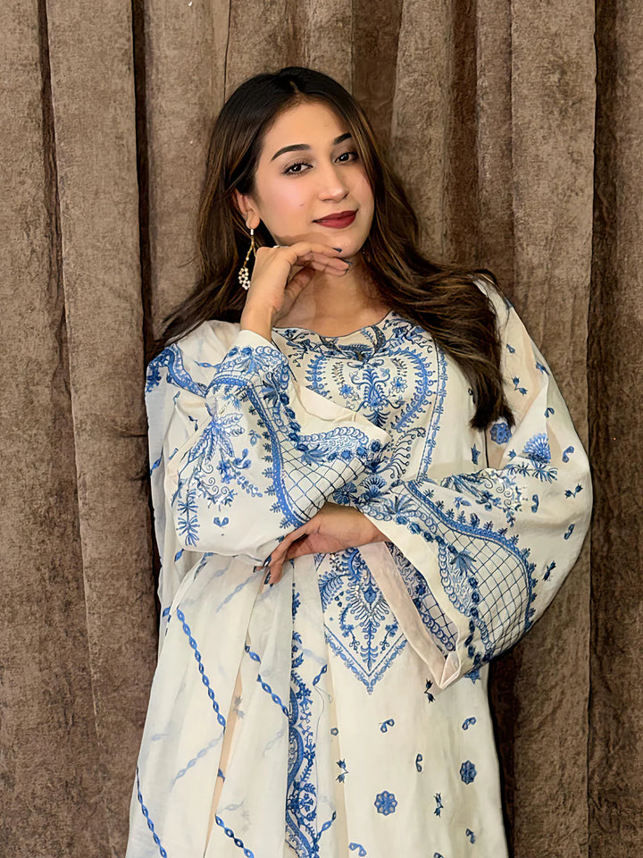 Mina Muse Noor Suit Ivory / Cream 3 Piece