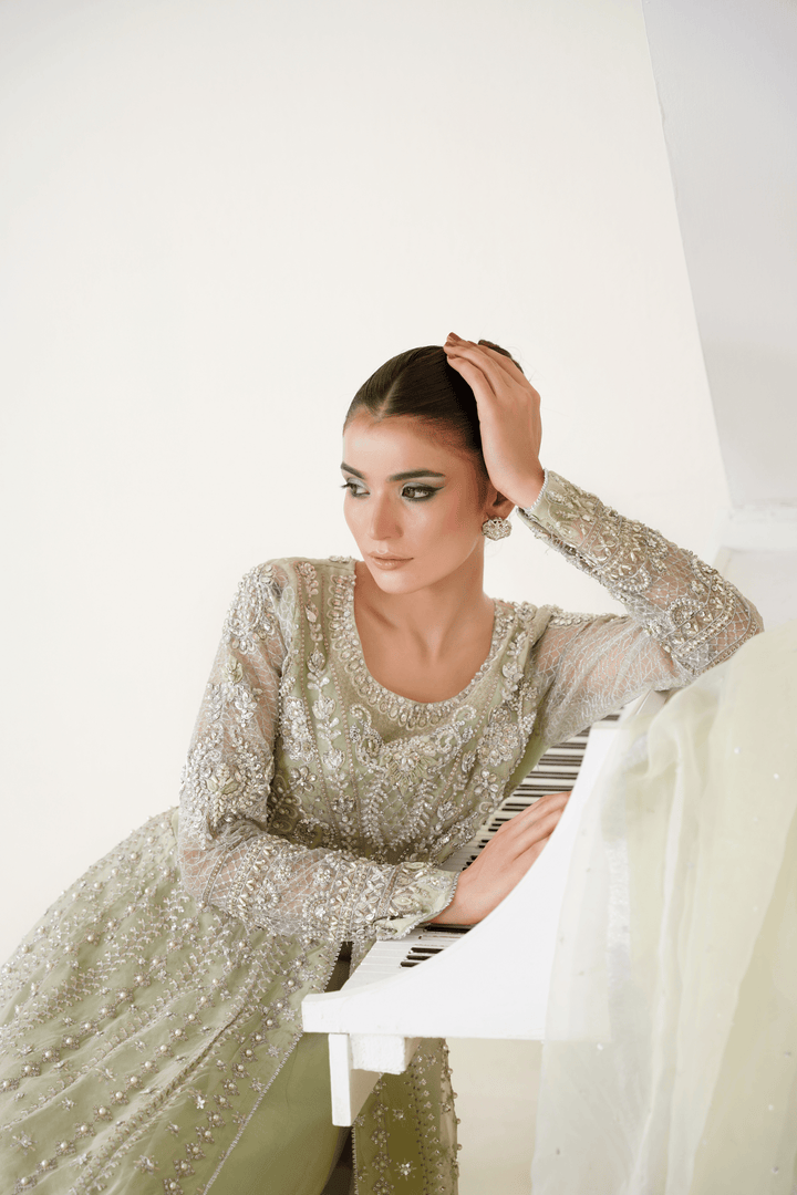 Mina Muse Zuri Pishwas Mint Green 3 Piece