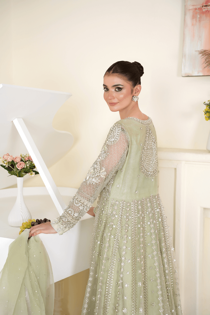 Mina Muse Zuri Pishwas Mint Green 3 Piece