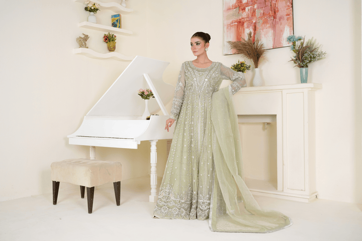 Mina Muse Zuri Pishwas Mint Green 3 Piece