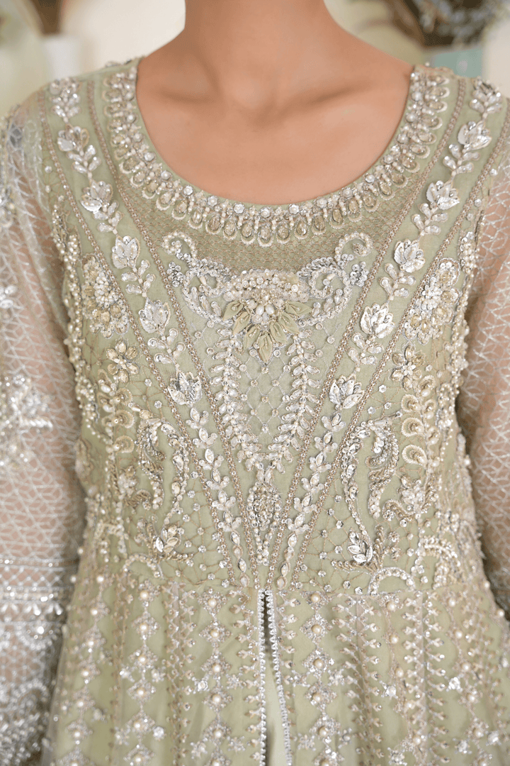 Mina Muse Zuri Pishwas Mint Green 3 Piece