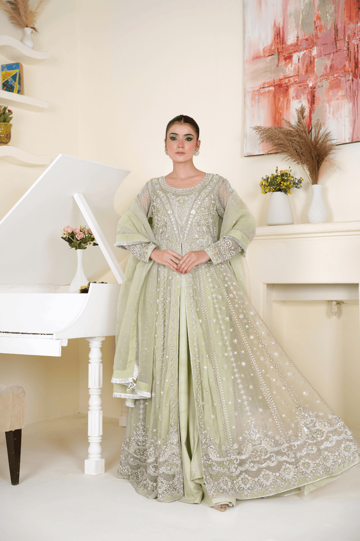 Mina Muse Zuri Pishwas Mint Green 3 Piece