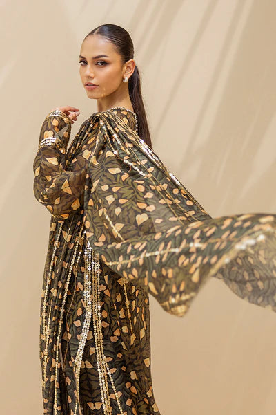 Sania Maskatiya - Minza Cotton Net Suit For Women - Ebony - 3 Piece