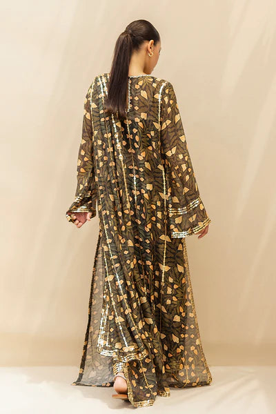 Sania Maskatiya - Minza Cotton Net Suit For Women - Ebony - 3 Piece