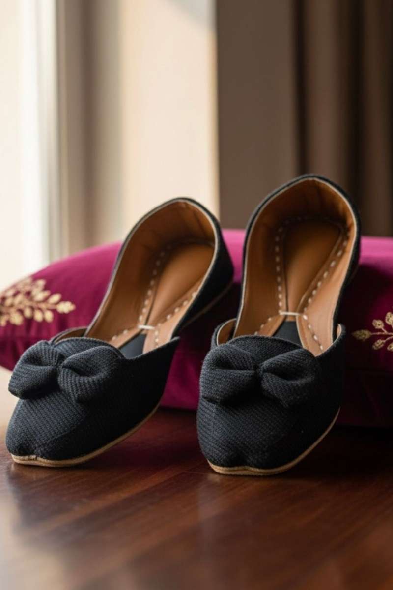 Hemo Handicraft - Mocha Bow Loafers - Jute - Black