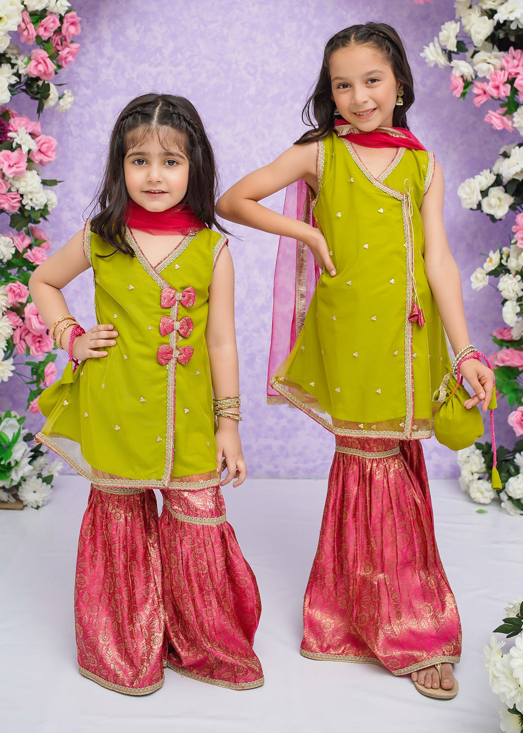 Modest 3 Piece Ethnic Wedding Dress Anghrakha Green