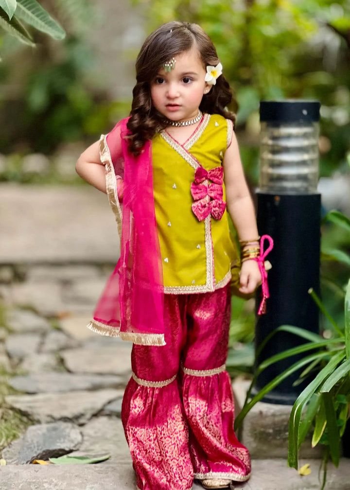 Modest 3 Piece Ethnic Wedding Dress Anghrakha Green