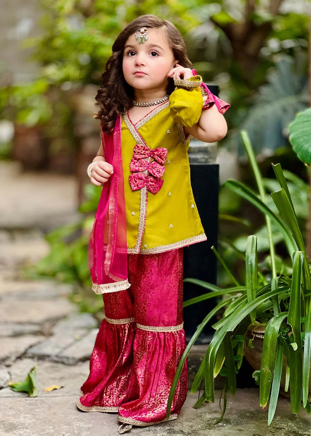 Modest 3 Piece Ethnic Wedding Dress Anghrakha Green
