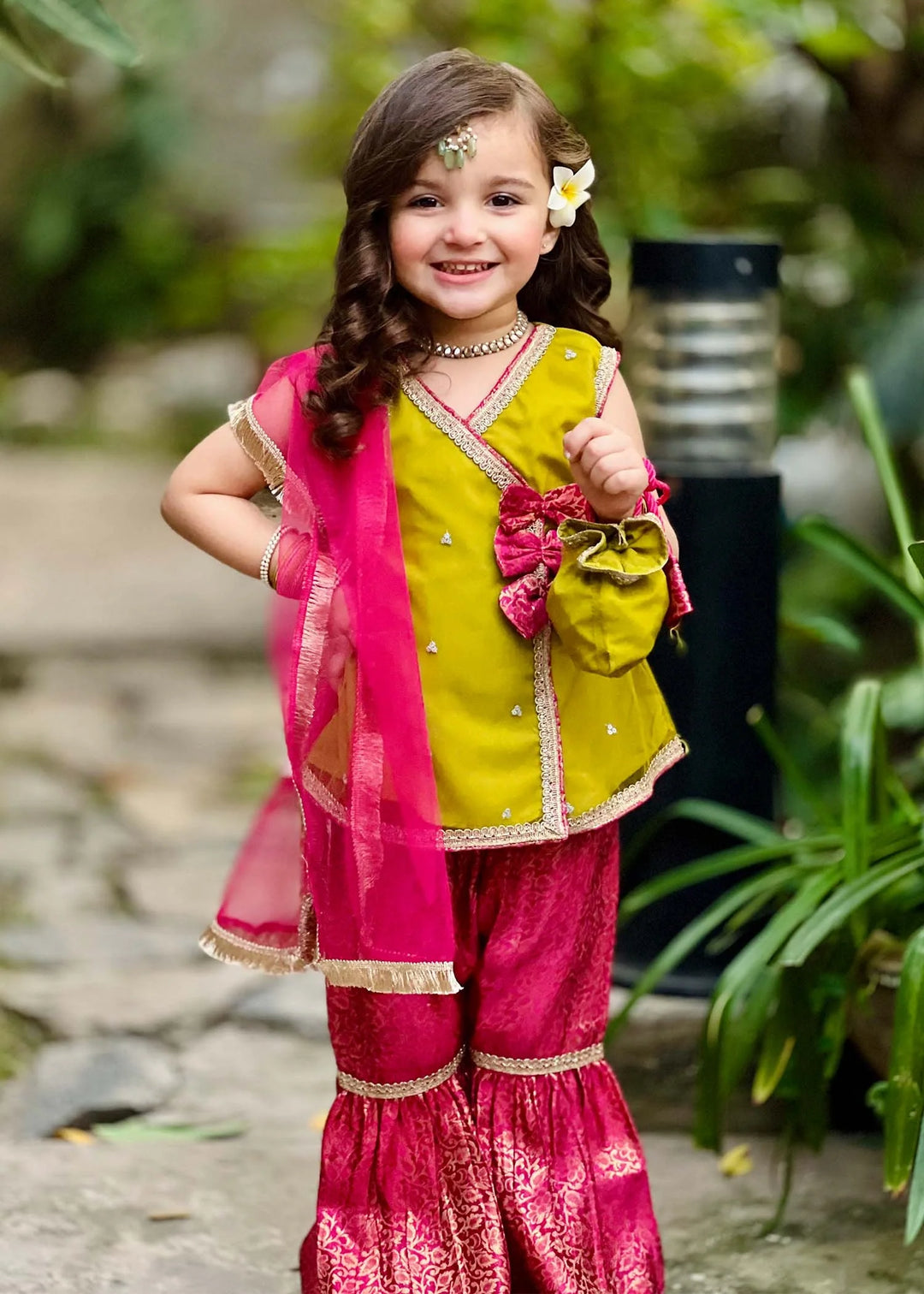 Modest 3 Piece Ethnic Wedding Dress Anghrakha Green