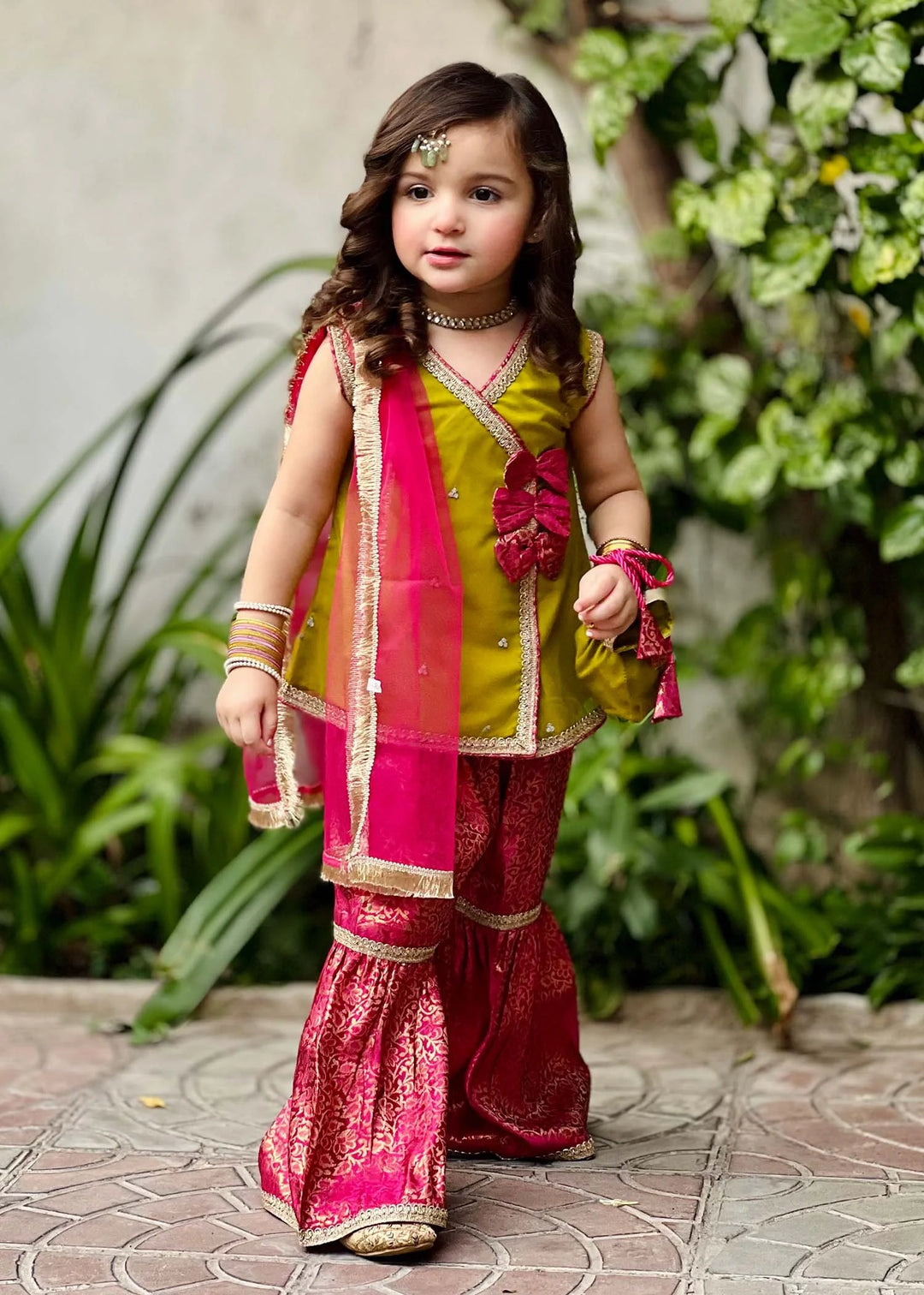 Modest 3 Piece Ethnic Wedding Dress Anghrakha Green