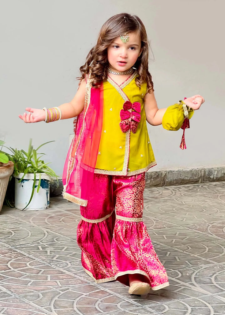 Modest 3 Piece Ethnic Wedding Dress Anghrakha Green