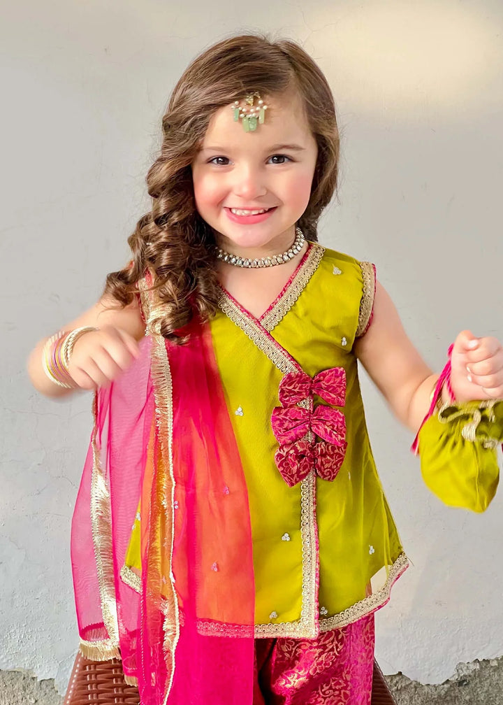 Modest 3 Piece Ethnic Wedding Dress Anghrakha Green