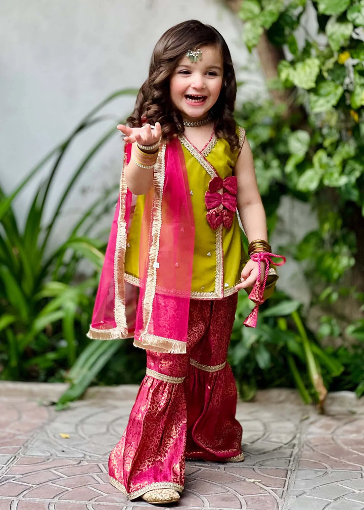 Modest 3 Piece Ethnic Wedding Dress Anghrakha Green