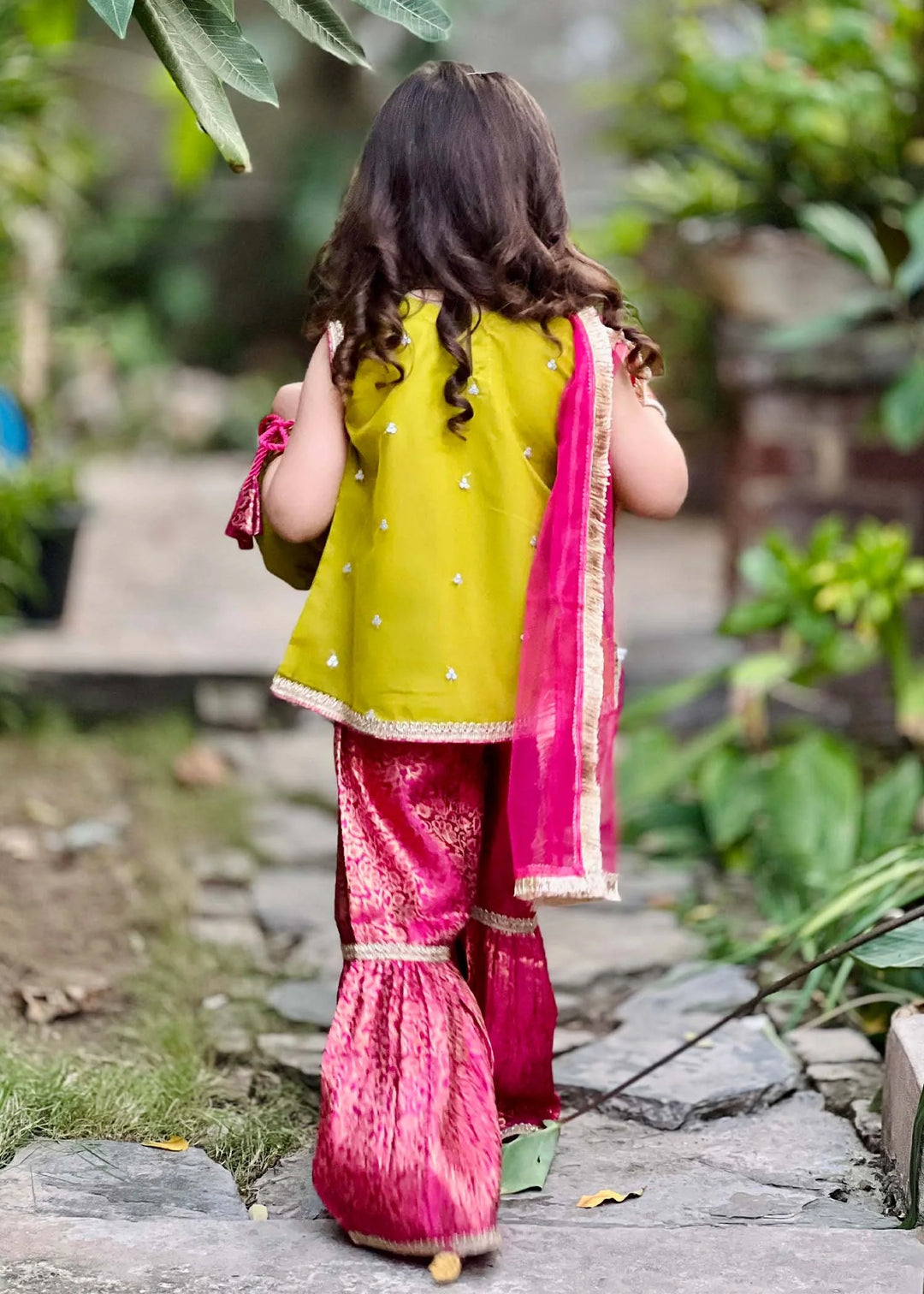 Modest 3 Piece Ethnic Wedding Dress Anghrakha Green