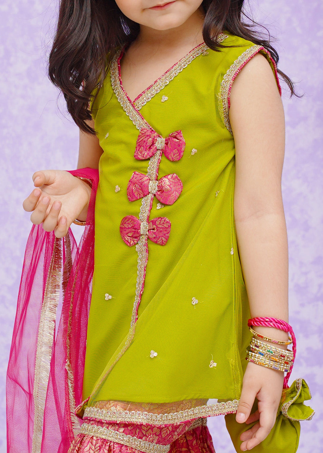 Modest 3 Piece Ethnic Wedding Dress Anghrakha Green