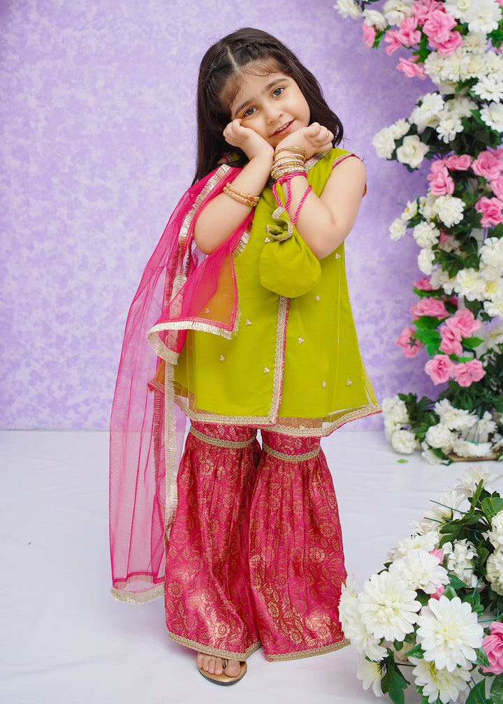 Modest 3 Piece Ethnic Wedding Dress Anghrakha Green