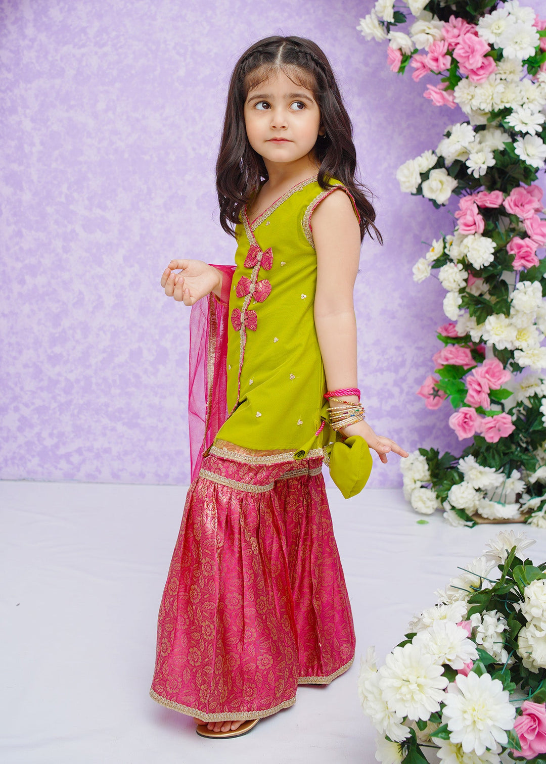Modest 3 Piece Ethnic Wedding Dress Anghrakha Green