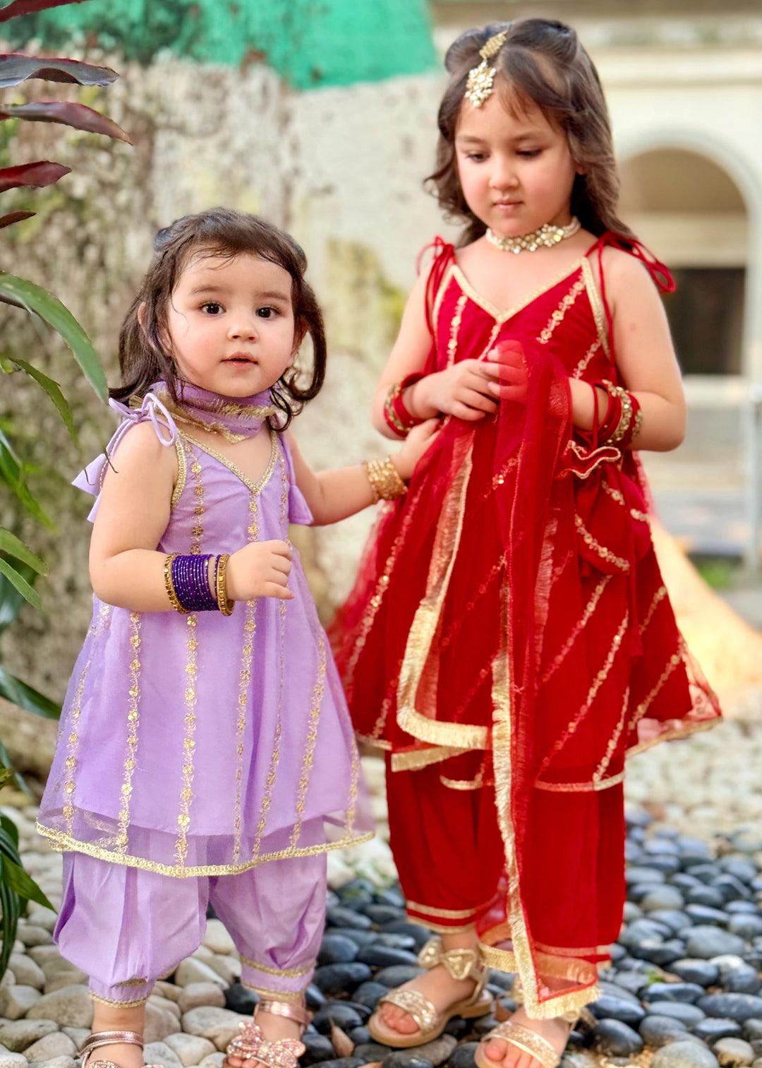 Modest 3 Piece Purple Net Embroidered Suit