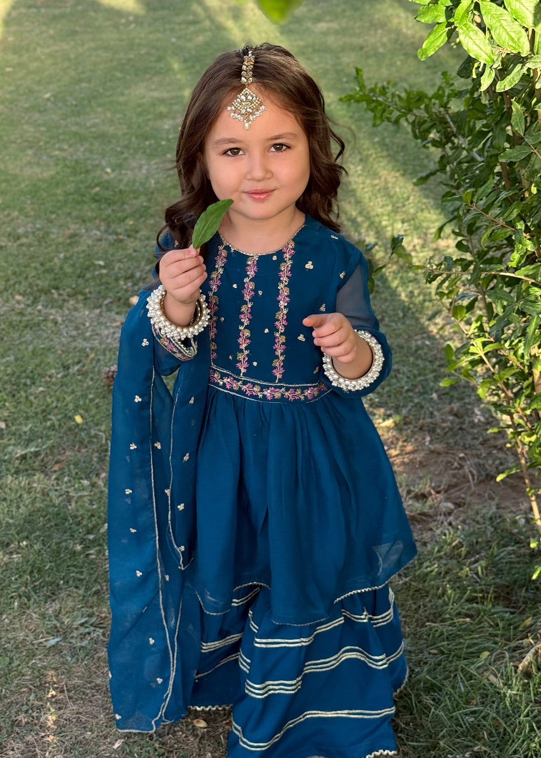 Modest - Chiffon Suit For Girl - Blue - 3 Piece