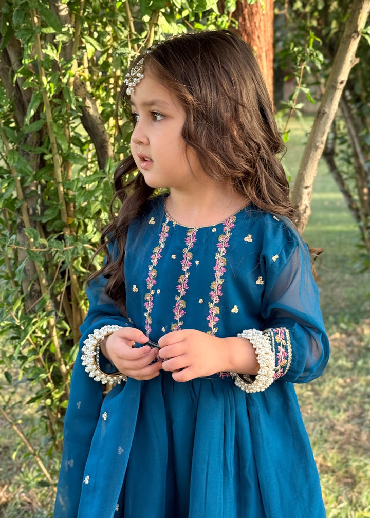 Modest - Chiffon Suit For Girl - Blue - 3 Piece