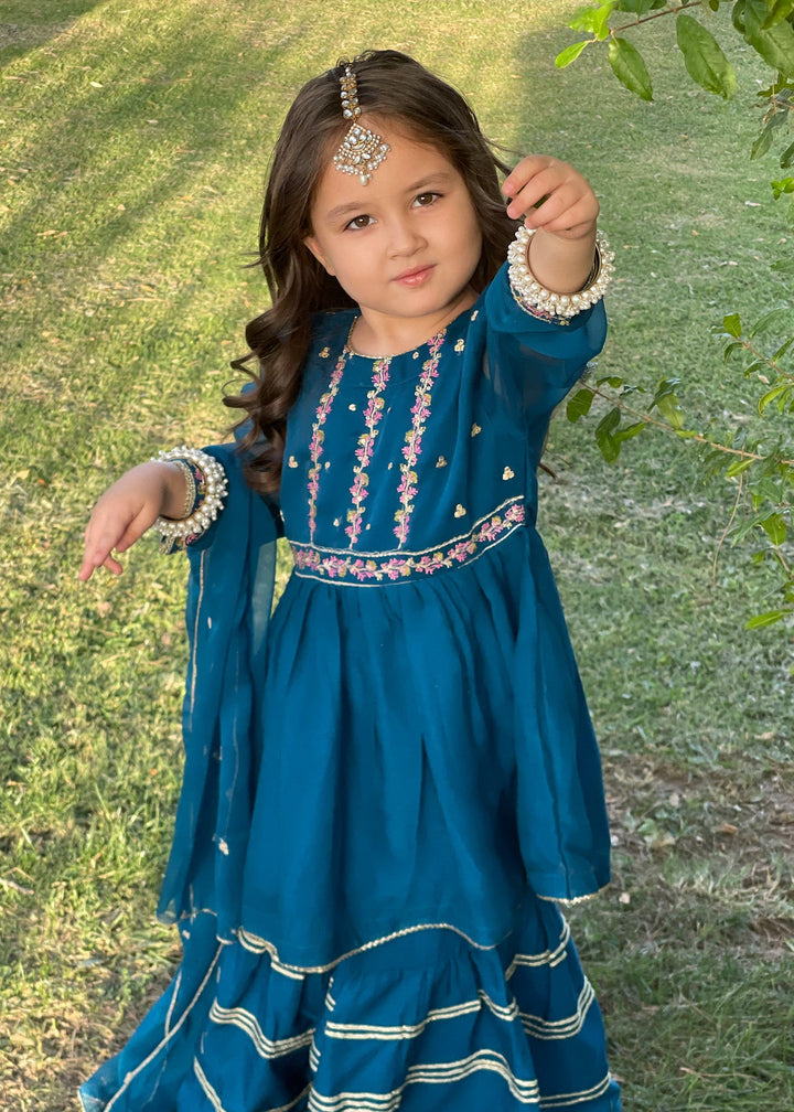 Modest - Chiffon Suit For Girl - Blue - 3 Piece