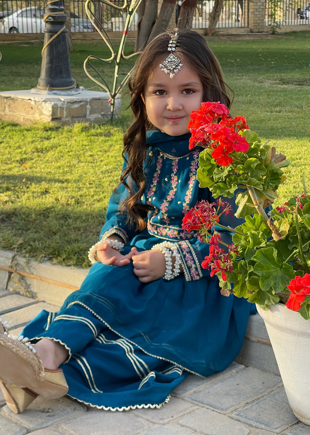Modest - Chiffon Suit For Girl - Blue - 3 Piece