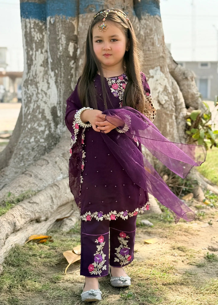 Modest - Chiffon Suit For Girl - Pearl - 3 Piece