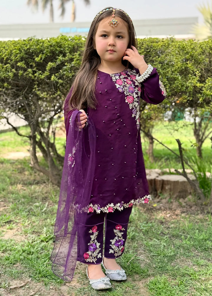 Modest - Chiffon Suit For Girl - Pearl - 3 Piece