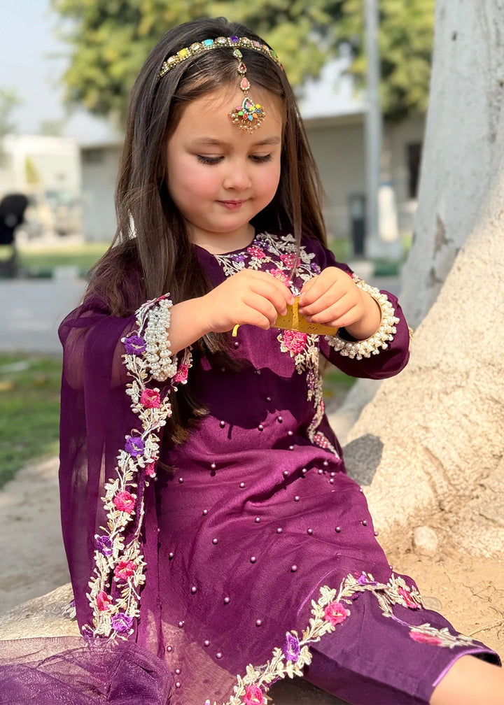 Modest - Chiffon Suit For Girl - Pearl - 3 Piece