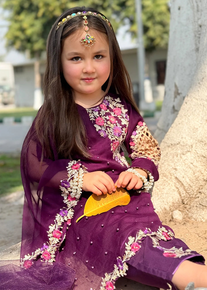 Modest - Chiffon Suit For Girl - Pearl - 3 Piece