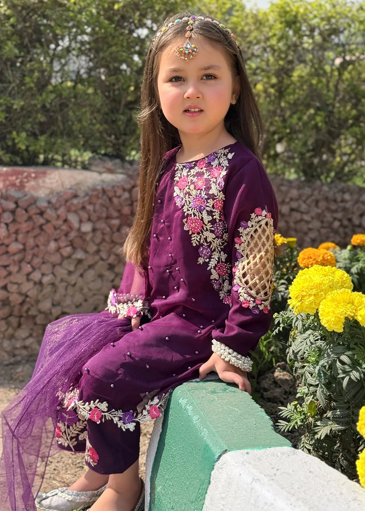 Modest - Chiffon Suit For Girl - Pearl - 3 Piece