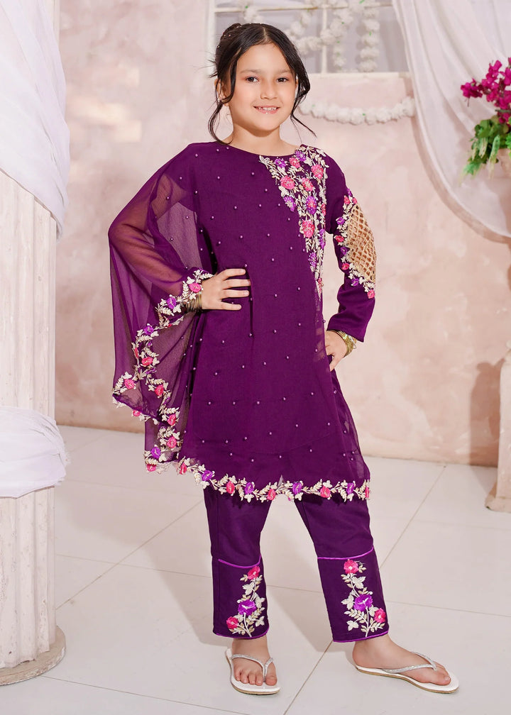 Modest - Chiffon Suit For Girl - Pearl - 3 Piece