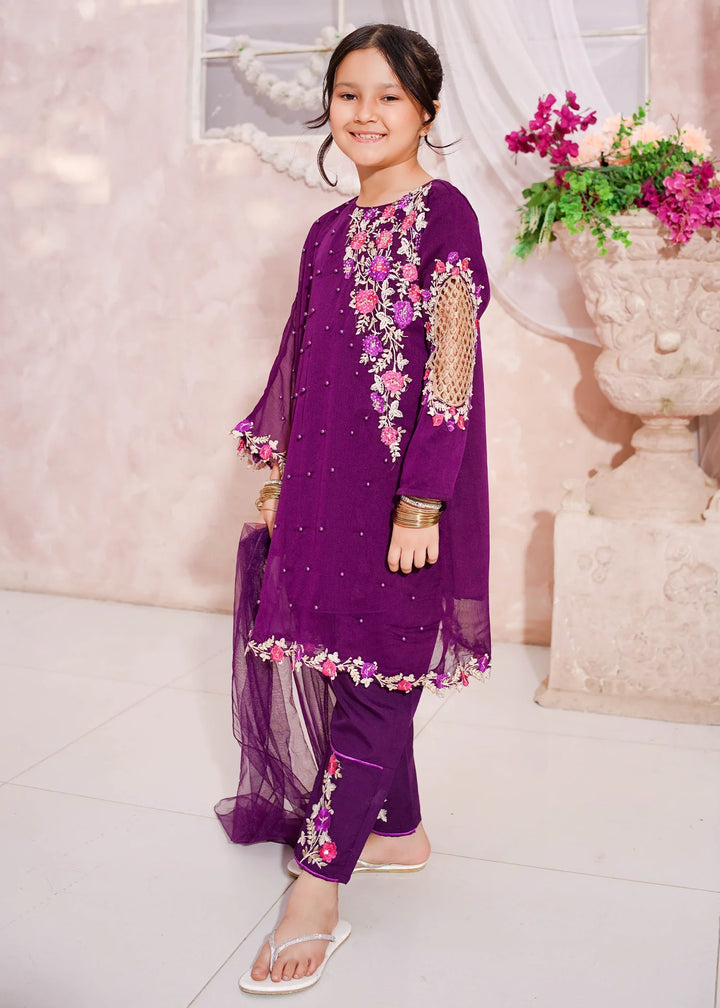 Modest - Chiffon Suit For Girl - Pearl - 3 Piece