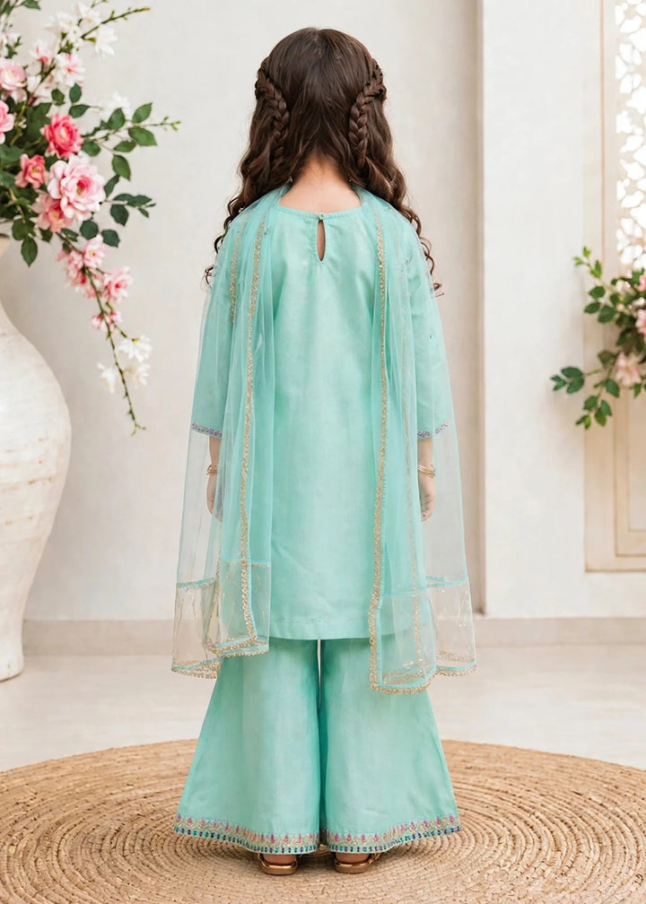 Modest Cotton Lawn Embroidered Gharara Blue 3 Piece