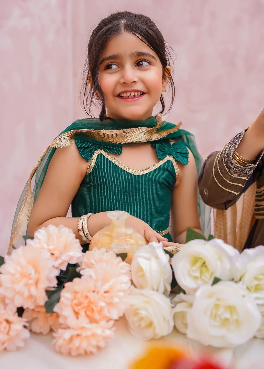 Modest - Cotton Lawn Embroidered Gharara For Girl - Green - 3 Piece