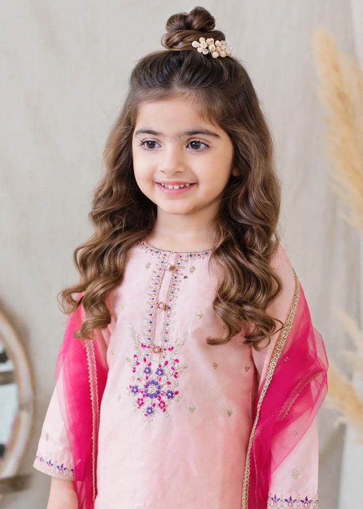 Modest Cotton Lawn Embroidered Gharara Pink 3 Piece