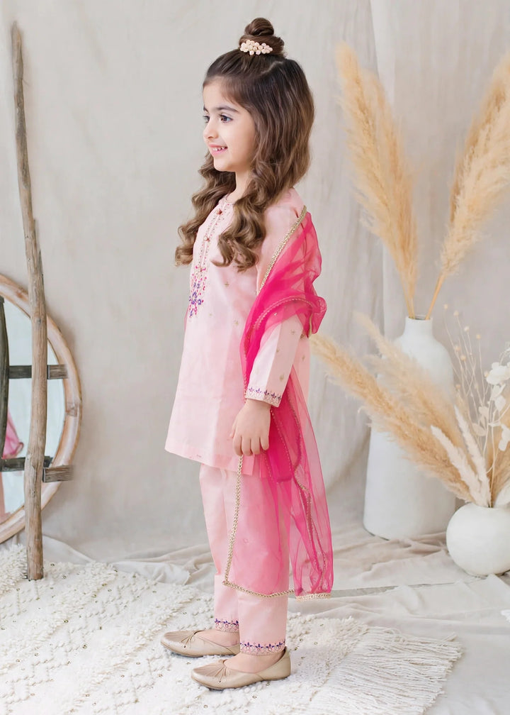 Modest Cotton Lawn Embroidered Gharara Pink 3 Piece