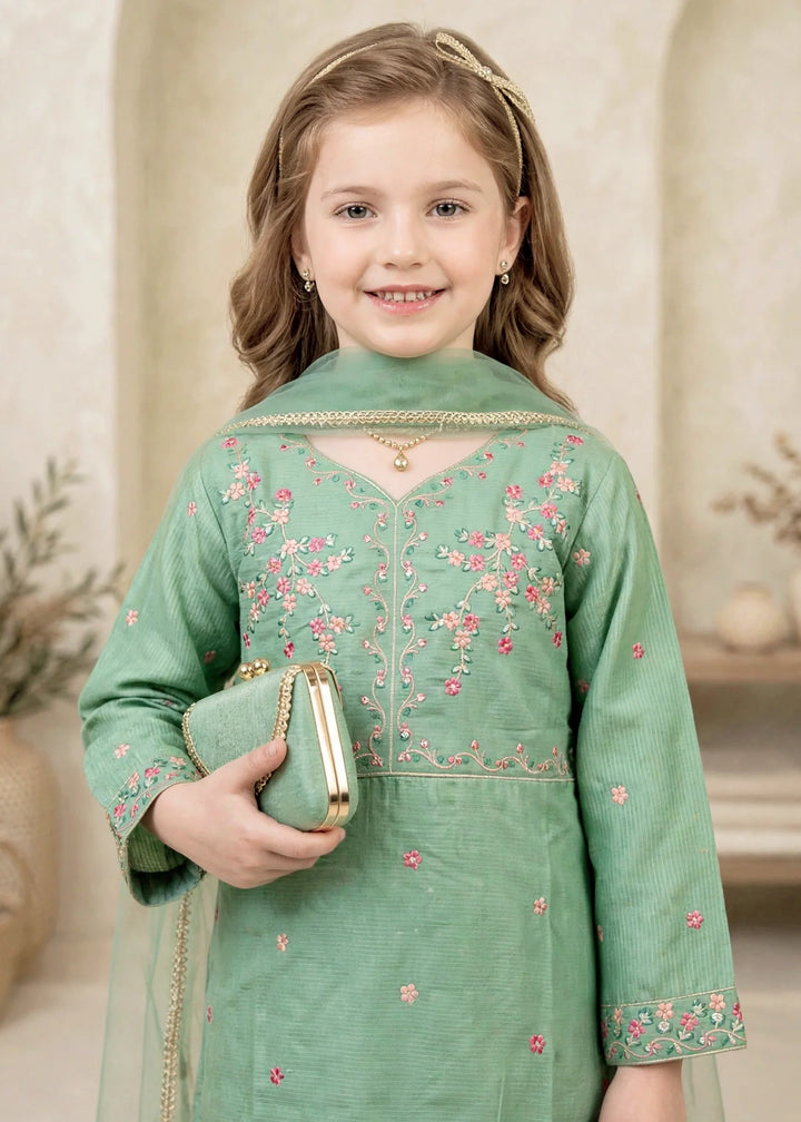 Modest Cotton Lawn Embroidered Sharara Green 3 Piece
