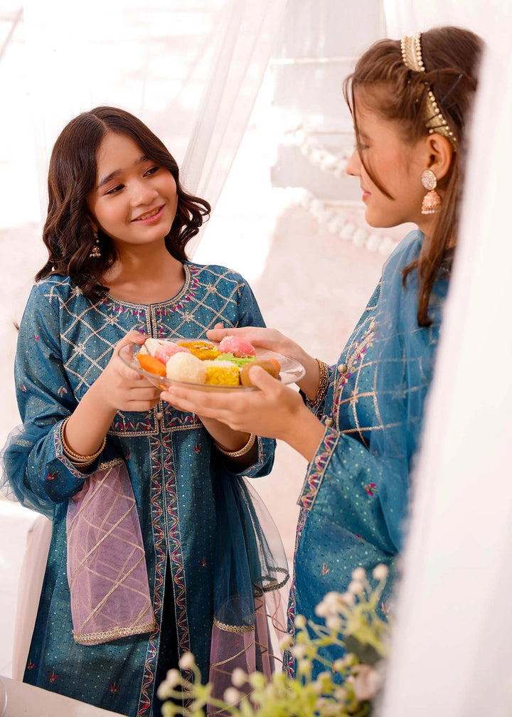 Modest - Cotton Lawn Embroidered Suit For Girl - Blue - 3 Piece