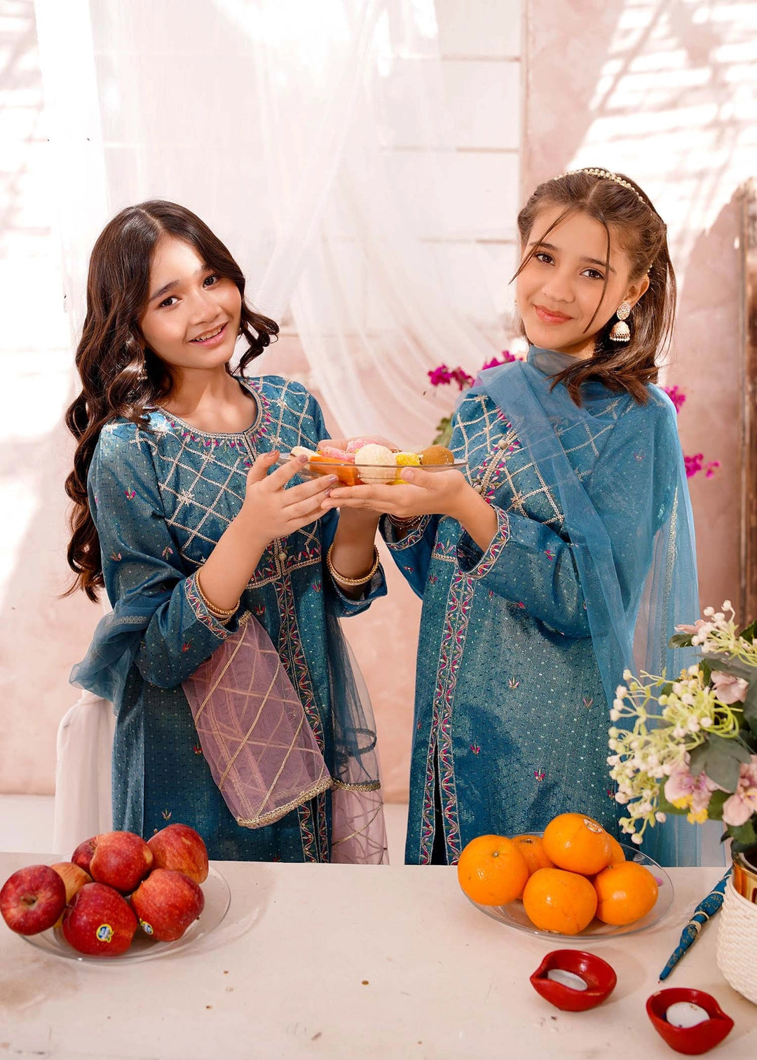 Modest - Cotton Lawn Embroidered Suit For Girl - Blue - 3 Piece