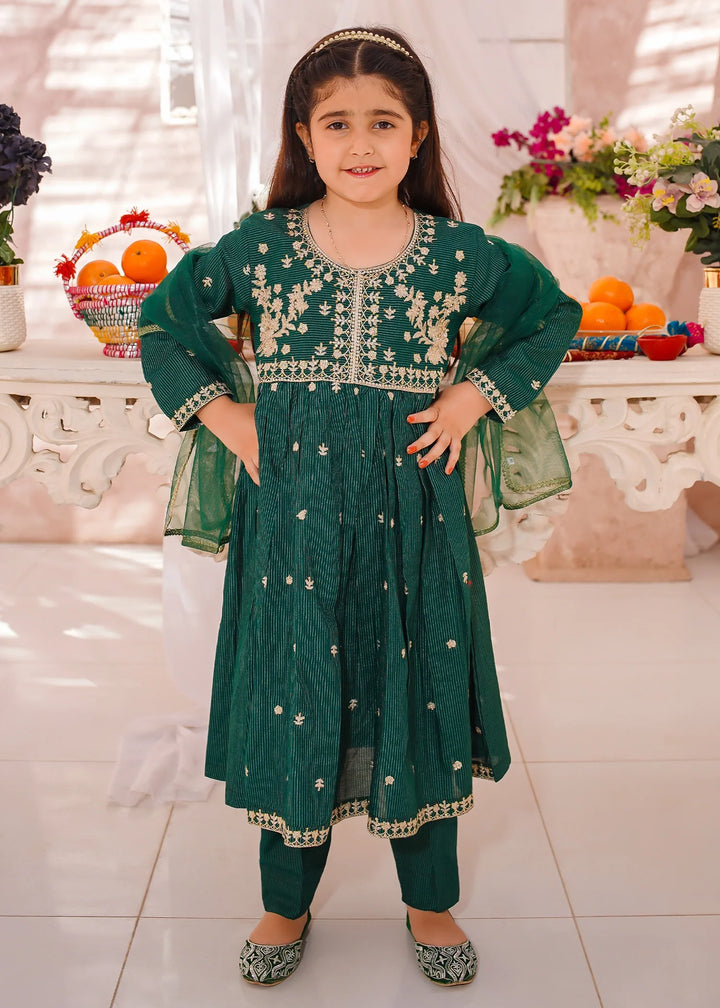 Modest - Cotton Lawn Embroidered Suit For Girl - Green - 3 Piece