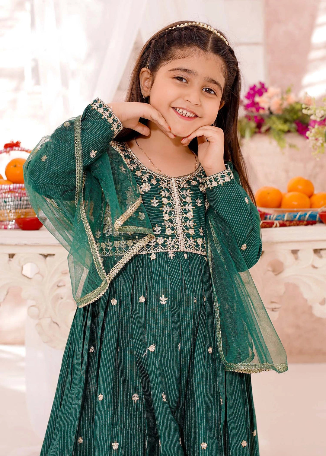 Modest - Cotton Lawn Embroidered Suit For Girl - Green - 3 Piece