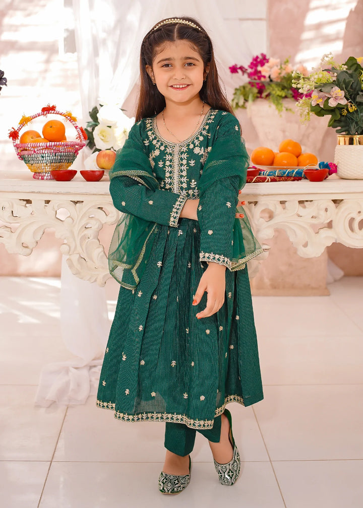Modest - Cotton Lawn Embroidered Suit For Girl - Green - 3 Piece
