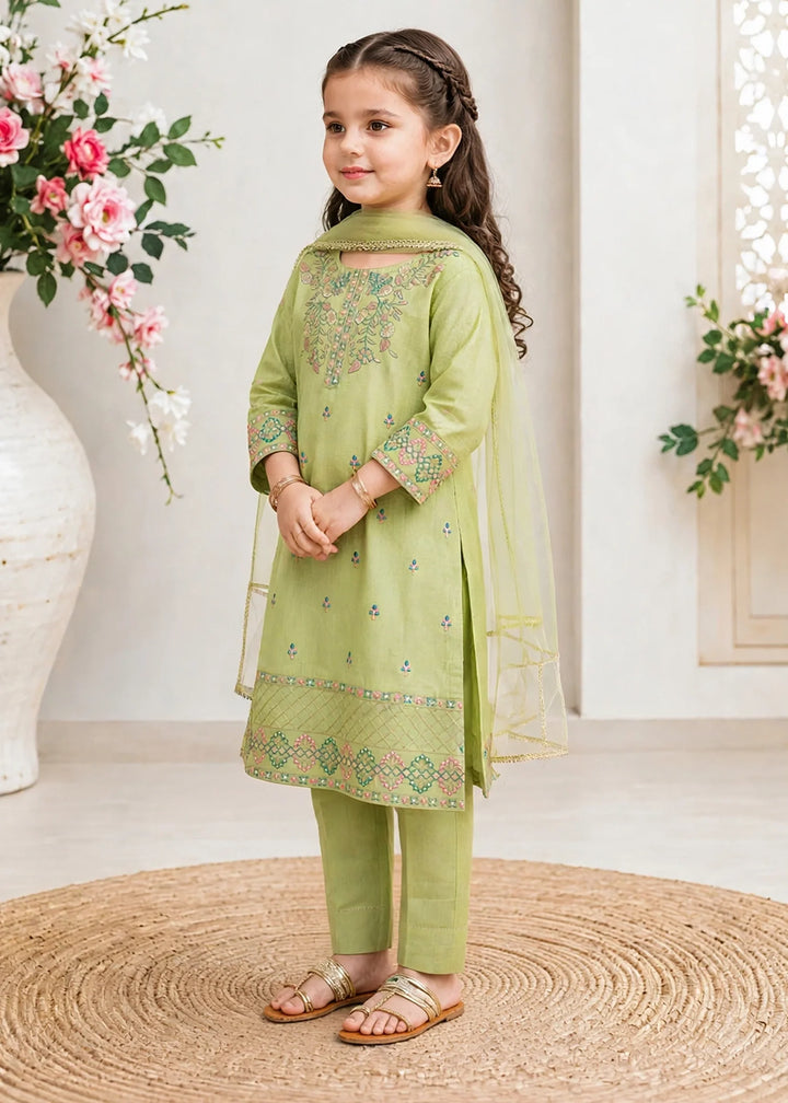 Modest Cotton Lawn Embroidered Suit Green 3 Piece