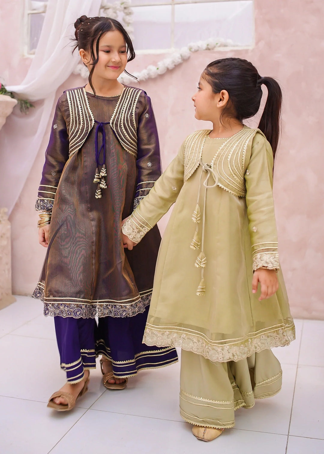 Modest - Maysuri Embroidered Gharara For Girl - Royal Blue - 3 Piece