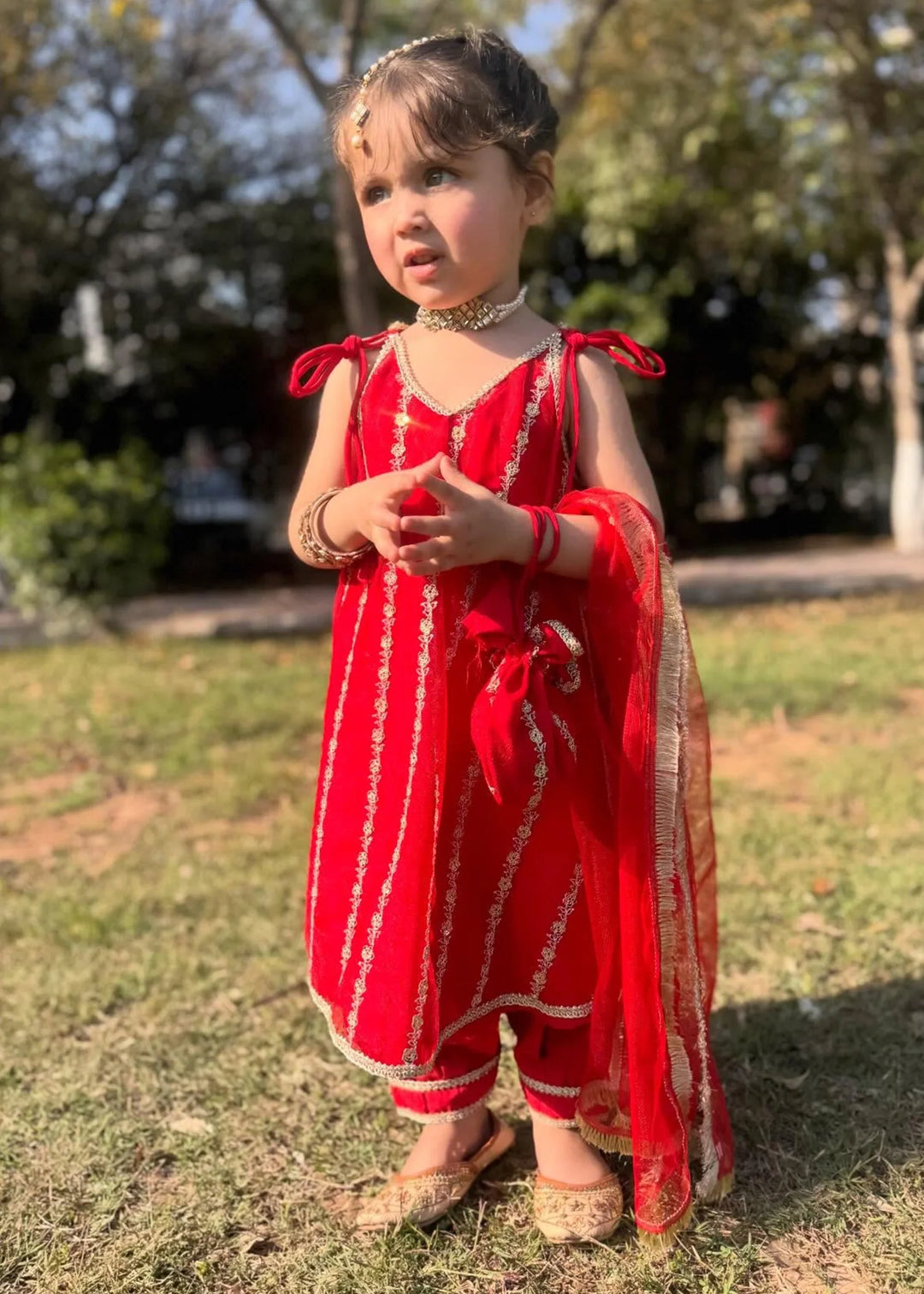 Modest - Net Embroidered Suit For Girl -  3 Piece