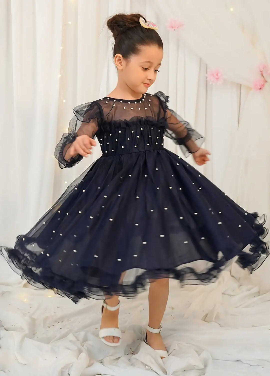 Modest - Net Pearl Frock For Girl - Pearl - 1 Piece